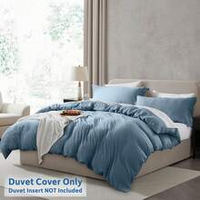 Soft Prewashed California King Duvet Cover Set, 3 Piece, Zipper Closure, 104x98 Inches Duvet Cover And 2 Pillow Shams - No Comforter,  In 2025 - 石藍色(無被子) - 查看 2