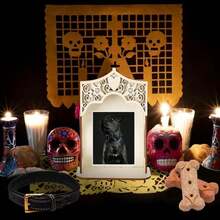 Qunclay 1 Pcs Dia De Los Muertos Altar Ofrenda Box, Poplar Plywood Self-Painting Color Sacred Heart And Pigeon Papel Picado The Day Of The Dead Supplies For Dia De Los Muertos Decorations (Large)