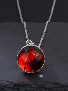 1pc Solar System Galaxy Nebula Necklace, Double-Sided Time Gem Glass Ball Pendant