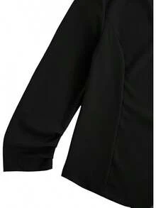 Women's Casual Lightweight Jackets Ruched 3/4 Sleeve Open Front Work Office Blazer Suit Jackethalloween - Black Solid - 查看 10