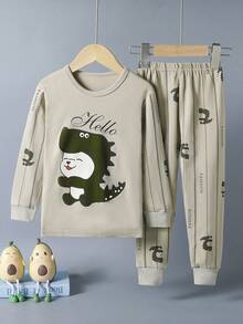2pcs Kids Long Sleeve Printed Pajama Set, Children Homewear Outfit With Top And Pants, Suitable For Boys And Girls, Autumn/Winter - Multicolor - View 1