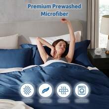 Soft Prewashed California King Duvet Cover Set, 3 Piece, Zipper Closure, 104x98 Inches Duvet Cover And 2 Pillow Shams - No Comforter,  In 2025 - 海軍藍(無棉被) - 查看 5
