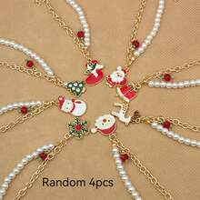 Braccialetto in lega natalizio con ciondoli a forma di albero di Natale, Babbo Natale, pupazzo di neve, renna, campana, fiocco di neve - ottima scelta regalo per famiglia e amici