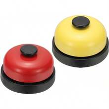PATIKIL Call Bell, 2.83 Inch Small Desk Service Ring Bell Buzzers For Front Desk Retion Counter Dinner Bar Hotel Classroom Game, Yellow Green, 1 Pack
