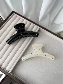 2pcs Women's Large Polka Dot Acrylic Hair Clips, Retro Hair Claw Bun Claws, Fashion Elegant Hair Accessories Elegant Claw Clip Winter Hair Clutch