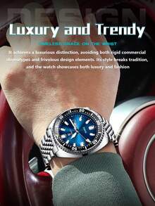 POEDAGAR 1件装时尚男士不锈钢防水夜光石英表，带旋转表圈，奢华双日期显示，商务男士腕表，适合工作场合，男士礼品 - 銀色 - 查看 6