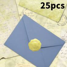 25 件/套雾蓝色高级信封，配有 25 张金色贴纸，适合邀请函、贺卡、生日派对、卡片、办公室、耐用经典设计、圣诞节和万圣节礼物 - 霧藍色 - 查看 3