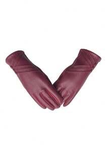 1 Pair Women Colorful High-Protein Leather Touchscreen Gloves With Soft Thermal Lined , Warm And Comfortable For Spring, Autumn And Winter - A - View 8