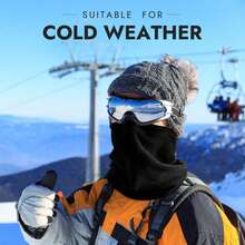 1 件多功能纯色户外围巾保暖防寒羊毛针织防风骑行围巾滑雪面罩男女通用冬季女式颈圈围巾