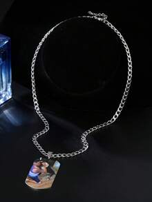 Personalized Photo Necklace, Custom Color Photo Necklace, Stainless Steel Personalized Photo Pendant, Hip Hop Punk Style Jewelry, Stainless Steel Silver, Gold Thick Chain Necklace, Couple Jewelry, Couple Photo, Family Photo, Anniversary, Birthday, Wedding Gift, Unisex Necklace