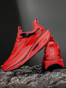 Men's Road Running Shoes - Rubber Sole Cushioned Running Shoes - Suitable For Fitness, Jogging, Casual Wear - Lace-Up Design, Dual-Use For Daily And Sports - Lightweight Shock-Absorbing Shoes, Outdoor Activities, Fashionable Style, Wear-Resistant And Non-Slip, High-Efficiency Training Shoes