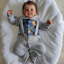 Enzo Leão Baby Boy's Long Sleeve Ribbed Knit Sweet Dream Romper In Brown/Navy Anchor/ Blend - S And M - Safari Mix - 查看 5