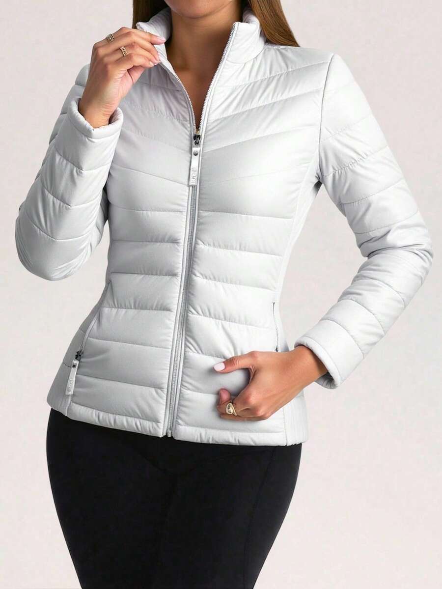 Chamarra Para Dama Casual Acolchada Capitonada De Moda - Blanco - Ver 1