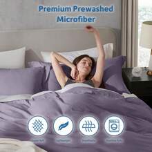 Soft Prewashed California King Duvet Cover Set, 3 Piece, Zipper Closure, 104x98 Inches Duvet Cover And 2 Pillow Shams - No Comforter,  In 2025 - 灰紫色(無被子) - 查看 5