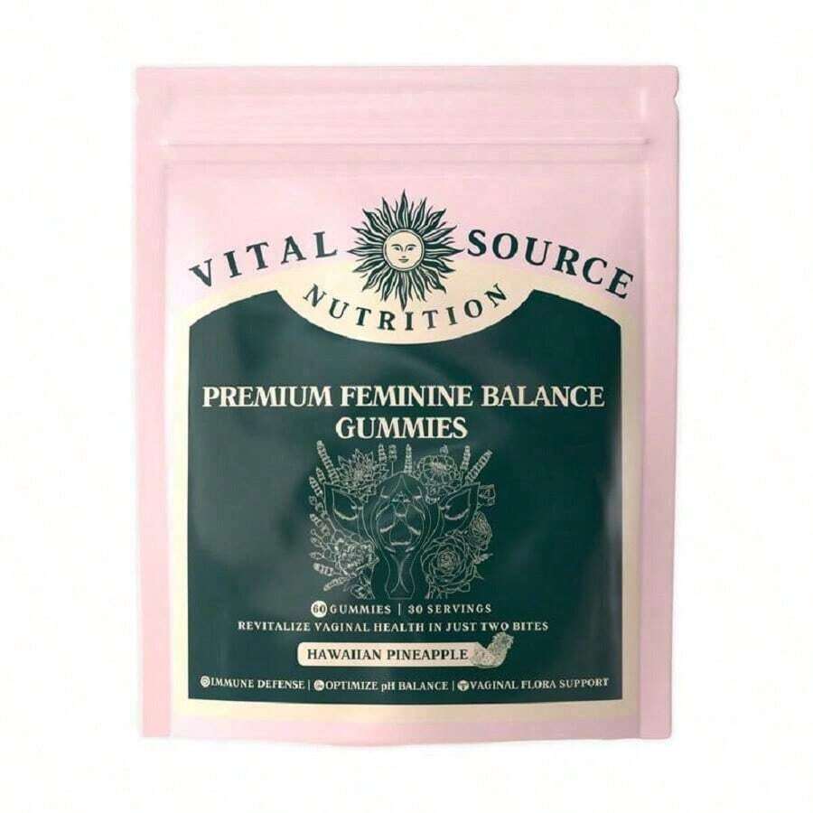 Vital Source Nutrition - Premium Feminine Balance Gummies - For Women's Health & Wellness - Immune Support - Vegan, Gluten-Free - Hawaiian Pineapple - 60 Gummies - 30 Servings - 鳳梨 - 查看 1