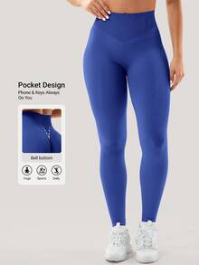 YEOREO Women Activate Workout Hidden Scrunch Leggigns Gym Booty Lifting High Waist Leggings Seamless Yoga Pants Fall Clothes For Women Black Leggings Winter Clothes For Women - 深藍 - 查看 2