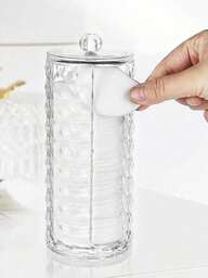 1 szt. Pojemnik na waciki, dozownik do płatków kosmetycznych, zamykane pudełko do przechowywania płatków kosmetycznych, przezroczysty organizer na kosmetyki, łazienkowy pojemnik na waciki i płatki kosmetyczne, prezenty dla kobiet, prezenty świąteczne, pomysły na prezenty dla kobiet