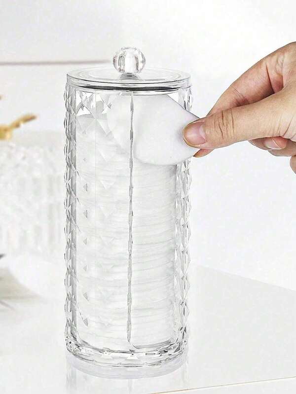 1 pezzo Porta cotton fioc, Dispenser per dischetti struccanti, Scatola portadischetti struccanti coperta, Organizer cosmetico trasparente, Porta cotton fioc e dischetti struccanti da bagno