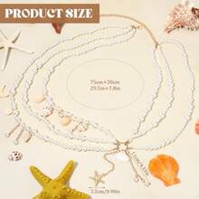 Pearl Belly Chain Layered Waist Body Chains Mermaid Beach Conch Starfish Bikini Belly Jewelry Fashion Beach Rave Party Club Body Accessories Jewelry For Women 29.537.4 In - 如圖 - 查看 3