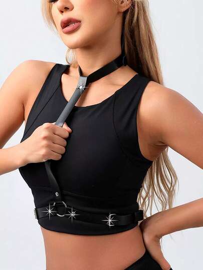 PU Leather Bra Harness Casual PU Leather Body Harness Belt Halloween Accessories Belt Adjustable Valentine's Day Gift