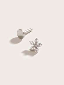 1pc Sparkling Rhinestone Decor Stud Earring For Women – Elegant And Versatile Jewelry Accessory – Perfect For Daily Wear, Parties, And Special Occasions - Bạc - Xem 4