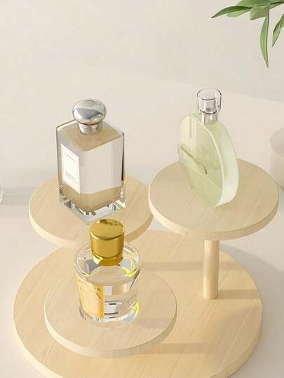 1 pieza Organizador de maquillaje de escritorio de madera con estantes, estante de almacenamiento de cosméticos y joyas