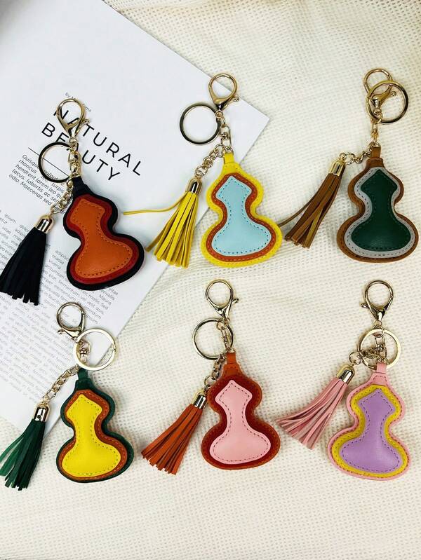 PU Leather Gourd Keychain Tassel Pendant Car Key Chain Bag Charm Anti-Lost Key Ring Retro Style Key Holder Unisex Birthday Gift Gifts For Women Gifts For Men