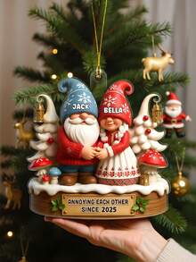 1PC Personalized Couple Marshmallow Ornament Custom Names Christmas Decoration 2025 Cute Hot Cocoa Snowman Design Romantic Gift For Couples Newlyweds And Families Personalized Holiday Keepsake Ornament For Christmas Tree Winter Home Decor Anniversary Valentine Gift,Personalized Couple Ornament,Christmas Gift Supplies - Multicolor - View 7