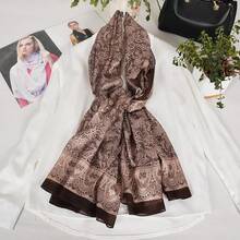 100% Mulberry Silk Scarf For Women Lightweight Long Scarves Beach Wraps Cover Up -Travel Photography Scarfhalloween - 咖啡花香 - 查看 11