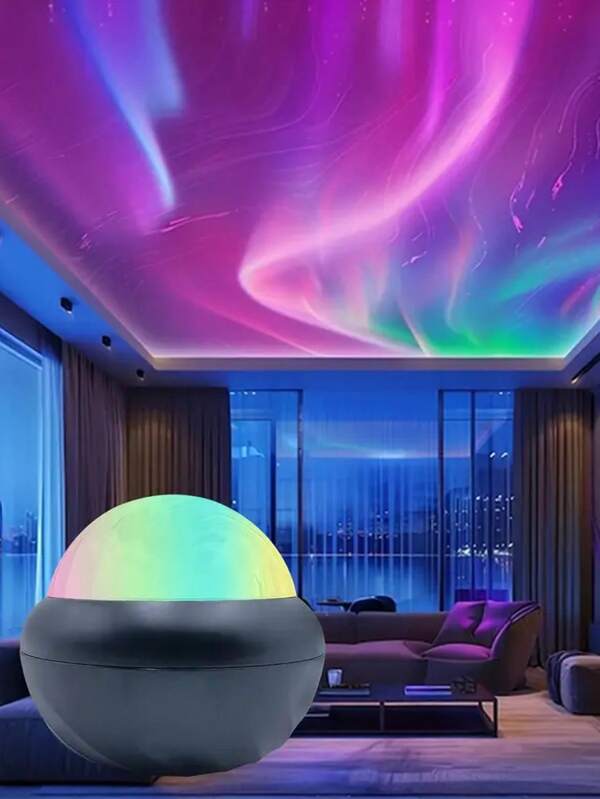 1pc USB LED Starlight Projection Lamp, 7-Color Northern Lights Sky, Remote Control, Desktop Atmospheric Decor, Suitable For Bedroom, Birthday, Halloween, Christmas Gift, Non-Waterproof, Polished PVC, Plastic Cover, 36V Max Voltage, No Electronic Parts