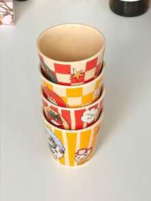 200ml艺术动物陶瓷杯，复古条纹意式咖啡杯，家用手握杯，农场主题下午茶杯，水杯，马克杯，小容量陶瓷杯，牛奶杯，礼品杯 - 彩色 - 查看 6