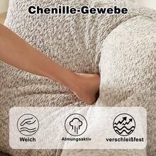 Chenille Sofa With Curved Elements And Chaise Longue, Fully Compressed And Frameless, Modular L-Lounge Combination Sofa, Foam Compression Sofa, No Assembly Required - Beige - View 3