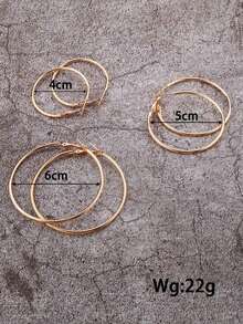 3pairs Minimalist Hoop Earrings - Yellow Gold - View 3