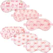 6pcs/3pcs/1pc Plush Sleep Eye Mask, Comfortable Sleep Eye Mask, Unisex, Soft Plush Eye Mask, Faux Fur Blackout Mask, Suitable For Travel, Nap, Overnight, Party - Baby Pink - View 1