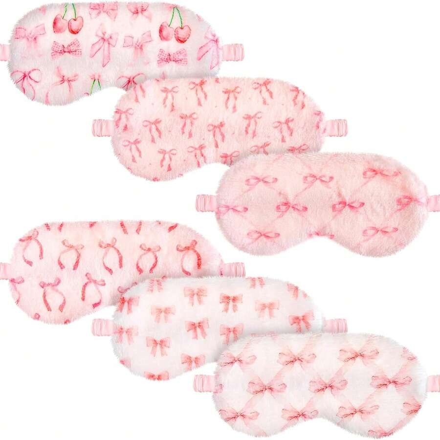 6pcs/3pcs/1pc Plush Sleep Eye Mask, Comfortable Sleep Eye Mask, Unisex, Soft Plush Eye Mask, Faux Fur Blackout Mask, Suitable For Travel, Nap, Overnight, Party - Baby Pink - View 1