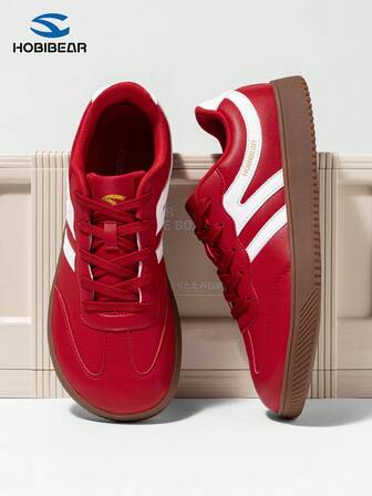 HOBIBEAR 1 par de zapatos deportivos impermeables para otoño/invierno, con suela de goma suave y cómoda, adecuados para caminar nórdico, entrenamiento alemán, adolescentes, color rojo