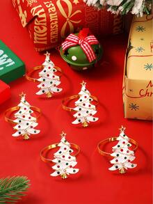 6pcs Christmas Tree Napkin Rings, Suitable For Room Decor, Dining Table Decor, Home Decor, Fit For Christmas, Party, Birthday, Wedding And Banquet Buffet Table Elegant Minimalist Decoration - Multicolor - View 14