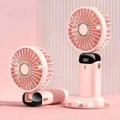 VENTILADOR DE MANO COLOR ROSA PORTATIL RECARGABLE USB 5 VELOCIDADES ESCRITORIO PILA LITIO ventilador de mano color rosa portatil recargable usb cinco velocidades compacto bateria litio ideal para oficina hogar viaje moda femenino silencioso ligero recargable verano aire personal