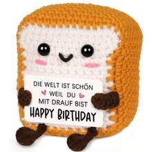 1pc Handmade Crochet Desktop Decor Ornament, Funny Bread Toast Shape, Birthday Gift For Best Friend, Girlfriend, Sister, Mom, Grandma, Coworker, Family, Positive Vibes, Creative Party Favor, Halloween, Christmas, Appreciation, Plush Doll For Boys, Girls, Kids