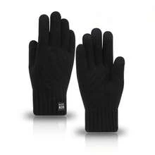 1 Pair Unisex Thickened Knitted Touchscreen Gloves, Warm And Windproof For Driving, Cycling In Winter - Multicolor - View 6