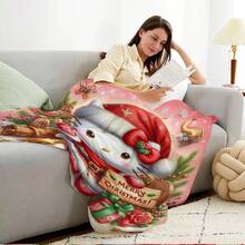 Sanrio 1 pieza Manta de franela de Sanrio My Melody - Estampado de dibujos animados lindo, apto para todas las estaciones, ideal para acampar, viajar, sofá, dormitorio y uso en la oficina, regalo de Navidad