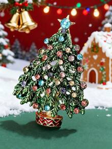 珐琅圣诞树胸针 - 男女通用节日配饰 - 独特的服装首饰别针礼物 - 綠色 - 查看 2