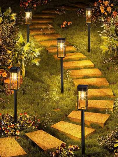 Luci da percorso alimentate a energia solare, luci a filamento LED, luci da paesaggio da esterno, luci da giardino / luci da prato solare, modalità di illuminazione notturna | Decorazione natalizia e di Ognissanti alimentata a energia solare, adatta per giardino, patio, matrimonio, decorazione da cortile, opzioni di luce bianca/calda