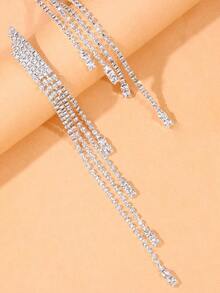 Sparkling Rhinestone Tassel Drop Earrings – Elegant And  Statement Jewelry For Women – Perfect Accessory For Parties, Weddings, And Special Occasions