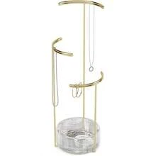 1014862104 Tesora 3Tier Jewelry Stand Earring Holder Accessory Organizer And Display Glass Brass
