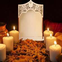 Qunclay 1 Pcs Dia De Los Muertos Altar Ofrenda Box, Poplar Plywood Self-Painting Color Sacred Heart And Pigeon Papel Picado The Day Of The Dead Supplies For Dia De Los Muertos Decorations (Large)