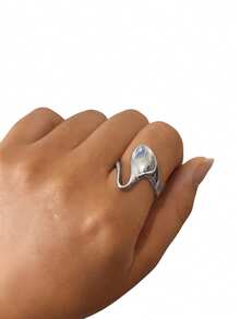 1 pièce Bague élégante et décontractée de style français INS en acier inoxydable asymétrique, de haute qualité, électroplaquée, imperméable et résistante à la décoloration. Convient pour un usage quotidien, les voyages, les déplacements et une mode polyvalente. - Étranger - Voir 8