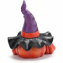 Decoraciones de calabaza de Halloween con luz hecha a mano sombrero de bruja adornos para decoracin de Halloween, decoracin de calabaza de mesa de otoo, decoracin de porche al aire ltima - Morado - Ver 4