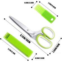 5-Layer Kitchen Scissors, Multi-Purpose Food Scissors, 5 Stainless Steel Blades, Safety Cover Kitchen Scissors And Cleaner, Used For Cutting Chives, Vegetables, Salads, Kale - 綠色 - 查看 6