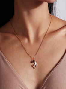 4pcs Minimalist Christmas Reindeer & Snowman Necklace Set, Women Daily Wear Necklace Gift Box Garland Choker